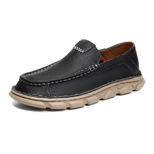 Handcrafted Leather Slip-On Loafers - Versatile Comfort-Focused Shoes