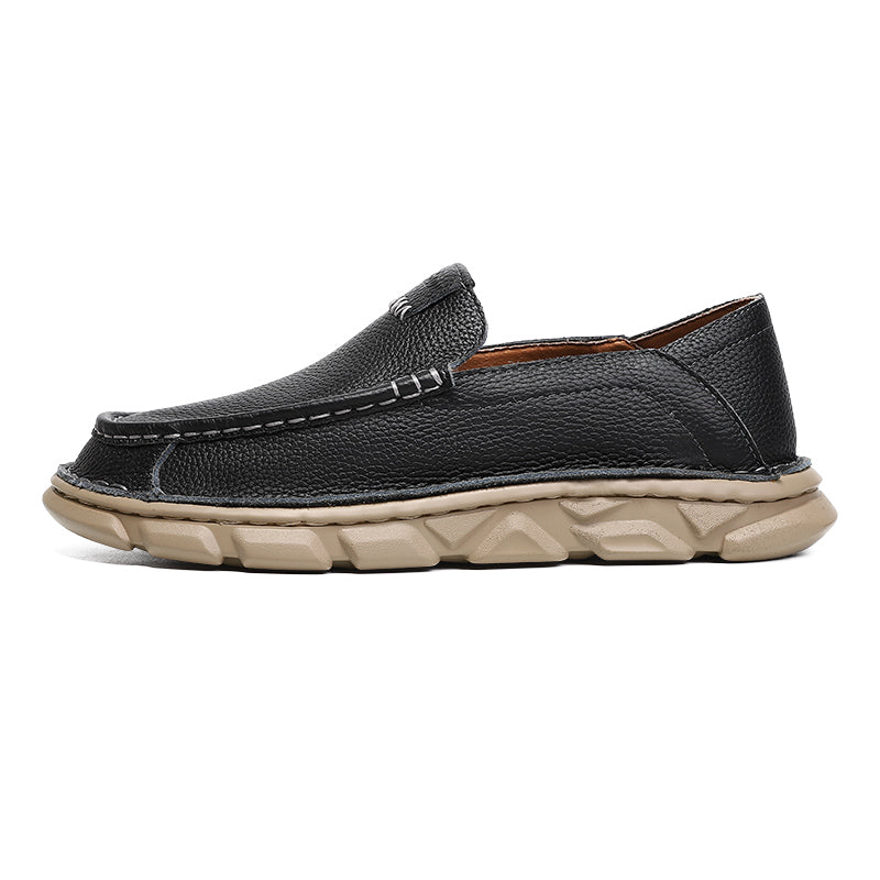 Handcrafted Leather Slip-On Loafers - Versatile Comfort-Focused Shoes