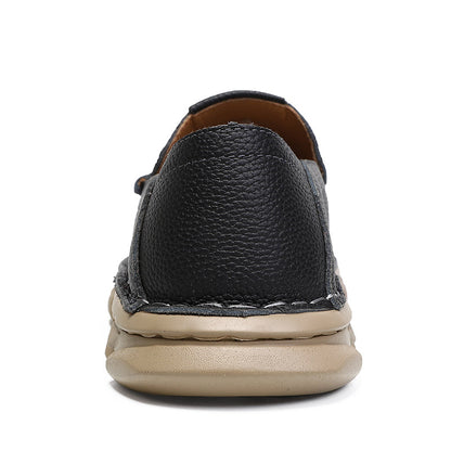Handcrafted Leather Slip-On Loafers - Versatile Comfort-Focused Shoes