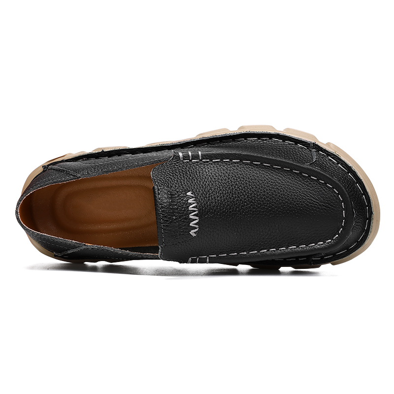 Handcrafted Leather Slip-On Loafers - Versatile Comfort-Focused Shoes
