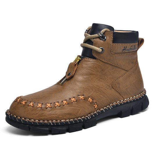 Men’s Premium Leather Work & Outdoor Boots – Full-Grain Leather, Slip-Resistant Outsole, All-Day Comfort