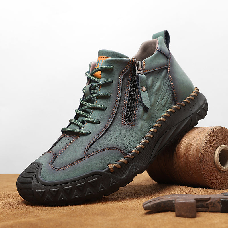 Men's Vintage Work Boots Outdoor - Handcrafted Stitching, Waterproof & Slip-Resistant