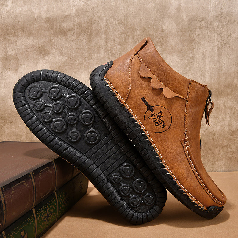 Men's Outdoor Work Boots, Orthopedic Comfort, Handcrafted Stitching, Waterproof & Non-Slip, Relieves Foot Pain