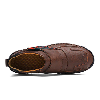 Mens Hand Stitching Leather Ankle Boots Casual Vintage Arch Support Hiking Walking Driving Chukka Boots