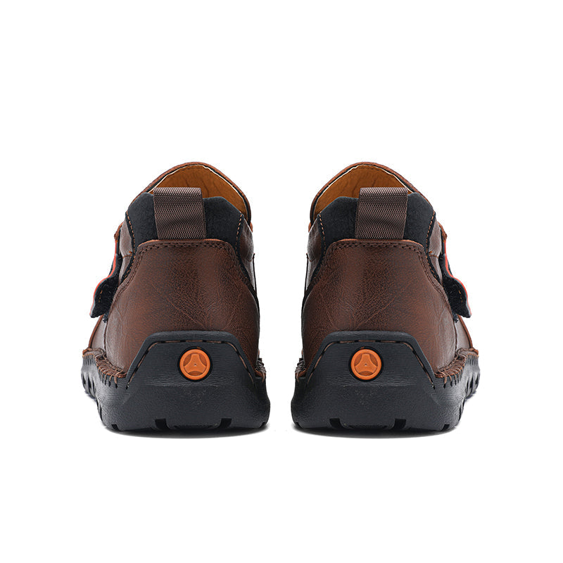 Mens Hand Stitching Leather Ankle Boots Casual Vintage Arch Support Hiking Walking Driving Chukka Boots