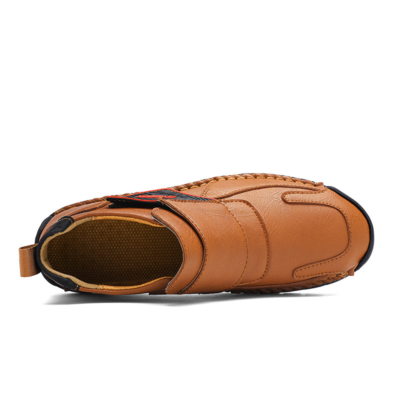 Mens Hand Stitching Leather Ankle Boots Casual Vintage Arch Support Hiking Walking Driving Chukka Boots