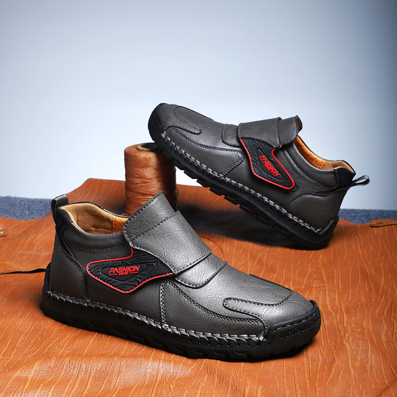 Mens Hand Stitching Leather Ankle Boots Casual Vintage Arch Support Hiking Walking Driving Chukka Boots