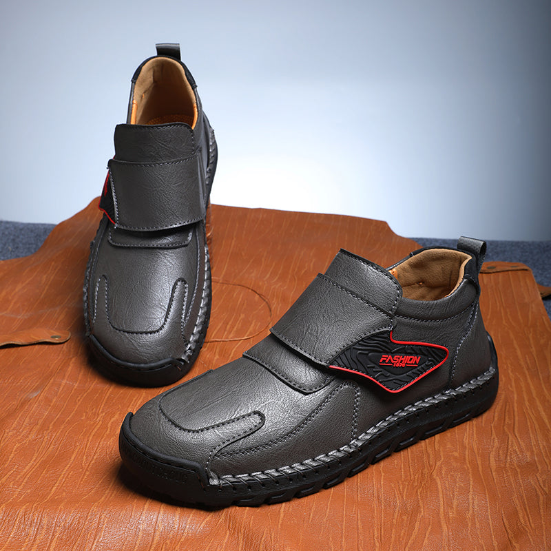 Mens Hand Stitching Leather Ankle Boots Casual Vintage Arch Support Hiking Walking Driving Chukka Boots