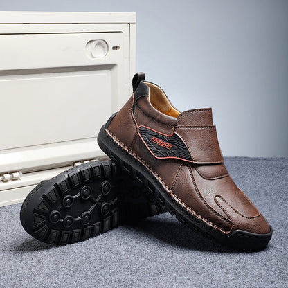 Mens Hand Stitching Leather Ankle Boots Casual Vintage Arch Support Hiking Walking Driving Chukka Boots