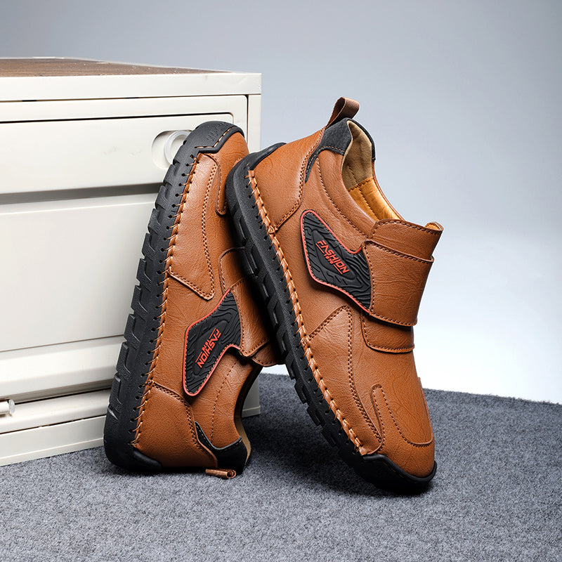 Mens Hand Stitching Leather Ankle Boots Casual Vintage Arch Support Hiking Walking Driving Chukka Boots