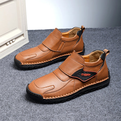 Mens Hand Stitching Leather Ankle Boots Casual Vintage Arch Support Hiking Walking Driving Chukka Boots