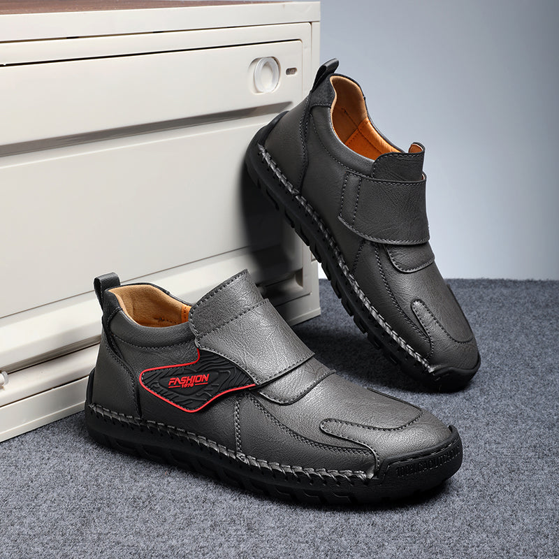 Mens Hand Stitching Leather Ankle Boots Casual Vintage Arch Support Hiking Walking Driving Chukka Boots