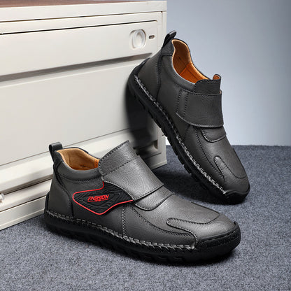 Mens Hand Stitching Leather Ankle Boots Casual Vintage Arch Support Hiking Walking Driving Chukka Boots