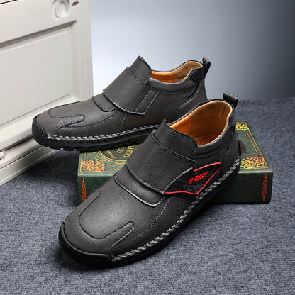 Mens Hand Stitching Leather Ankle Boots Casual Vintage Arch Support Hiking Walking Driving Chukka Boots