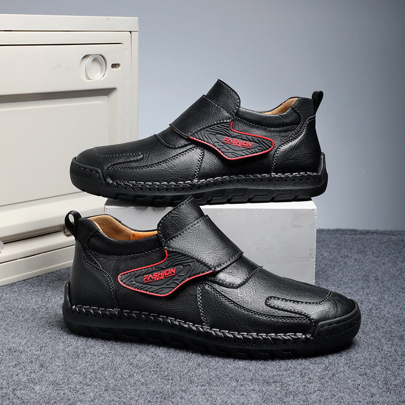 Mens Hand Stitching Leather Ankle Boots Casual Vintage Arch Support Hiking Walking Driving Chukka Boots