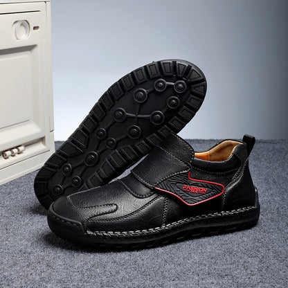 Mens Hand Stitching Leather Ankle Boots Casual Vintage Arch Support Hiking Walking Driving Chukka Boots