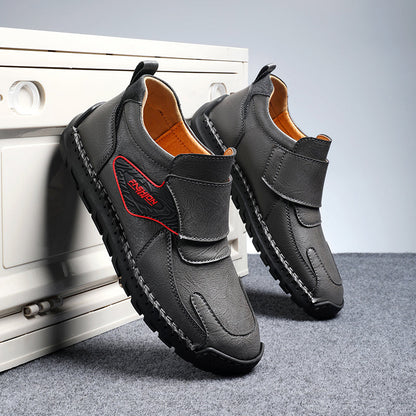 Mens Hand Stitching Leather Ankle Boots Casual Vintage Arch Support Hiking Walking Driving Chukka Boots