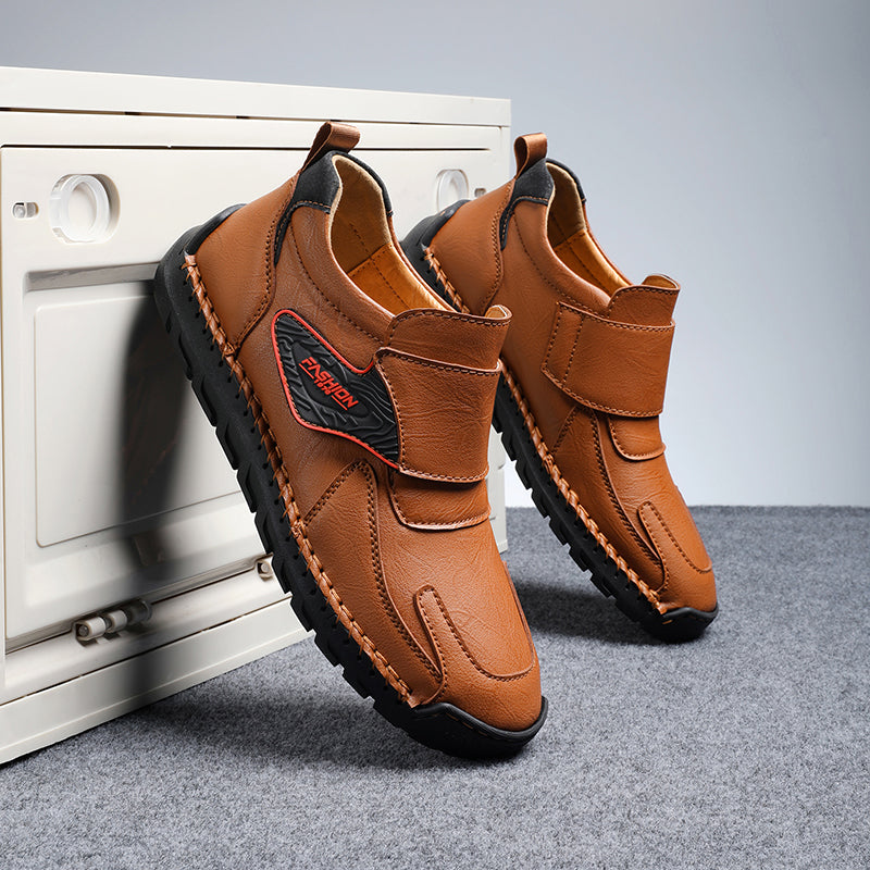 Mens Hand Stitching Leather Ankle Boots Casual Vintage Arch Support Hiking Walking Driving Chukka Boots