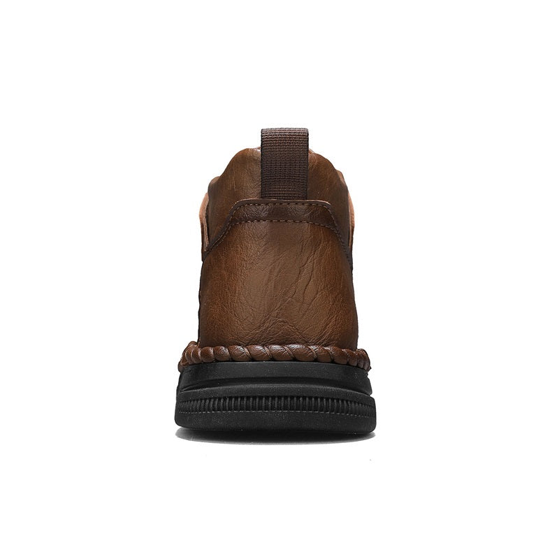 Mens Casual Leather Shoes Ankle Chukka Boots Slip On Lightweight Walking Driving Shoes