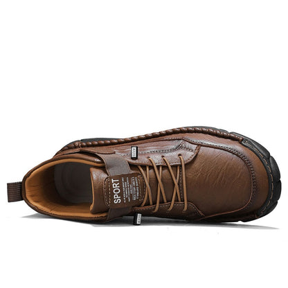 Mens Casual Leather Shoes Ankle Chukka Boots Slip On Lightweight Walking Driving Shoes