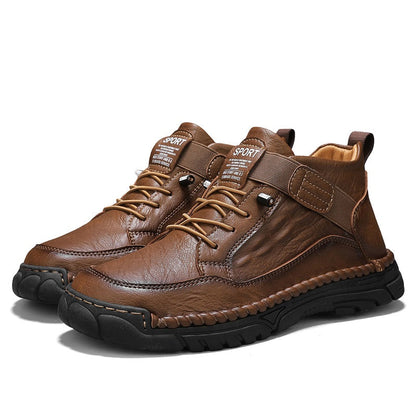 Mens Casual Leather Shoes Ankle Chukka Boots Slip On Lightweight Walking Driving Shoes