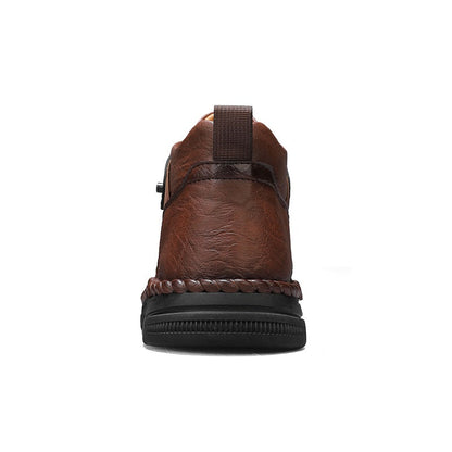 Mens Casual Leather Shoes Ankle Chukka Boots Slip On Lightweight Walking Driving Shoes