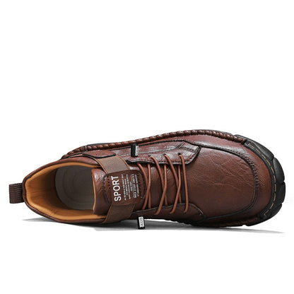 Mens Casual Leather Shoes Ankle Chukka Boots Slip On Lightweight Walking Driving Shoes