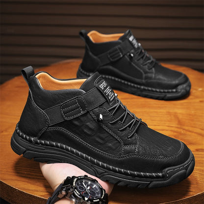 Mens Casual Leather Shoes Ankle Chukka Boots Slip On Lightweight Walking Driving Shoes