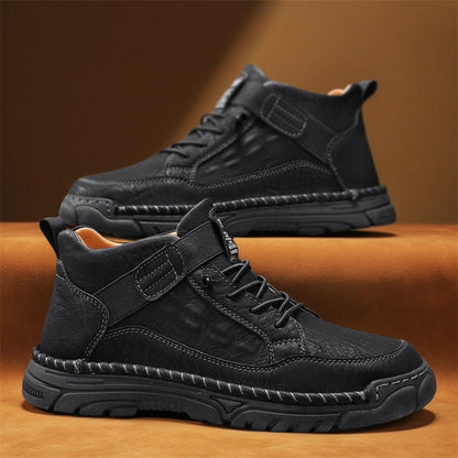 Mens Casual Leather Shoes Ankle Chukka Boots Slip On Lightweight Walking Driving Shoes