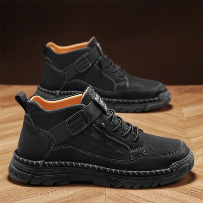 Mens Casual Leather Shoes Ankle Chukka Boots Slip On Lightweight Walking Driving Shoes