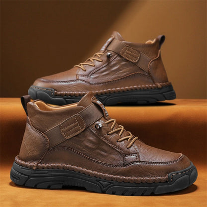 Mens Casual Leather Shoes Ankle Chukka Boots Slip On Lightweight Walking Driving Shoes