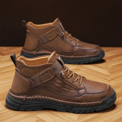 Mens Casual Leather Shoes Ankle Chukka Boots Slip On Lightweight Walking Driving Shoes