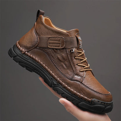 Mens Casual Leather Shoes Ankle Chukka Boots Slip On Lightweight Walking Driving Shoes