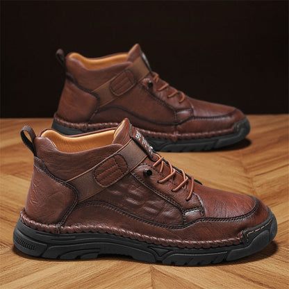 Mens Casual Leather Shoes Ankle Chukka Boots Slip On Lightweight Walking Driving Shoes