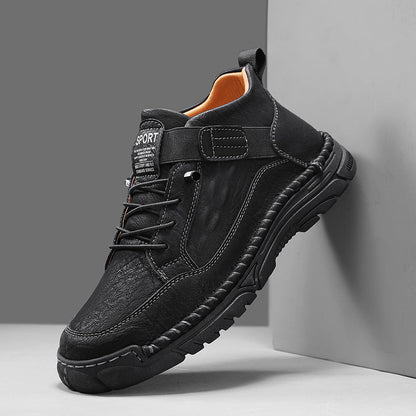 Mens Casual Leather Shoes Ankle Chukka Boots Slip On Lightweight Walking Driving Shoes