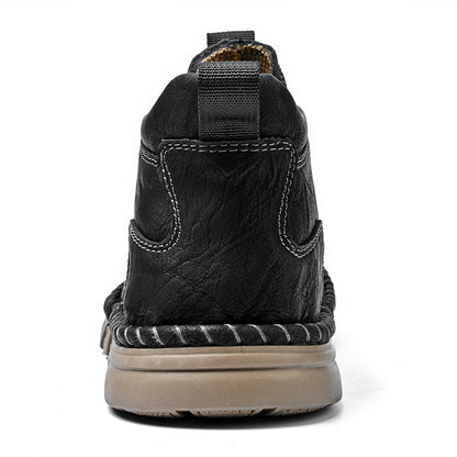 Men’s Retro Leather Zip Boots Wide Toe, Arch Support, Pressure Relief, Waterproof