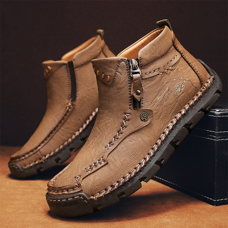 Men's Top-Quality Motorcycle Boots Hand-Stitched Genuine Leather Boots