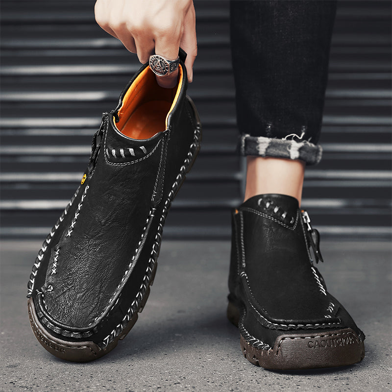 Men's Top-Quality Motorcycle Boots Hand-Stitched Genuine Leather Boots