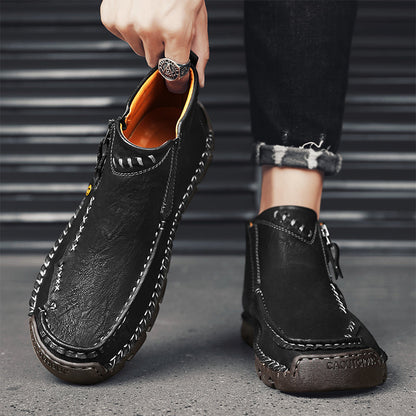 Men's Top-Quality Motorcycle Boots Hand-Stitched Genuine Leather Boots