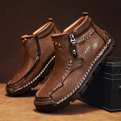 Men's Top-Quality Motorcycle Boots Hand-Stitched Genuine Leather Boots