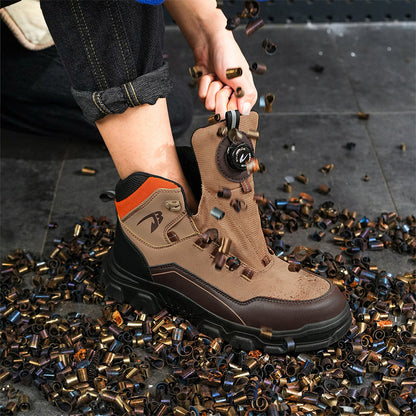 Men's Steel Toe Hand Stitched Leather Boots Motorcycle Work Hiking Boots