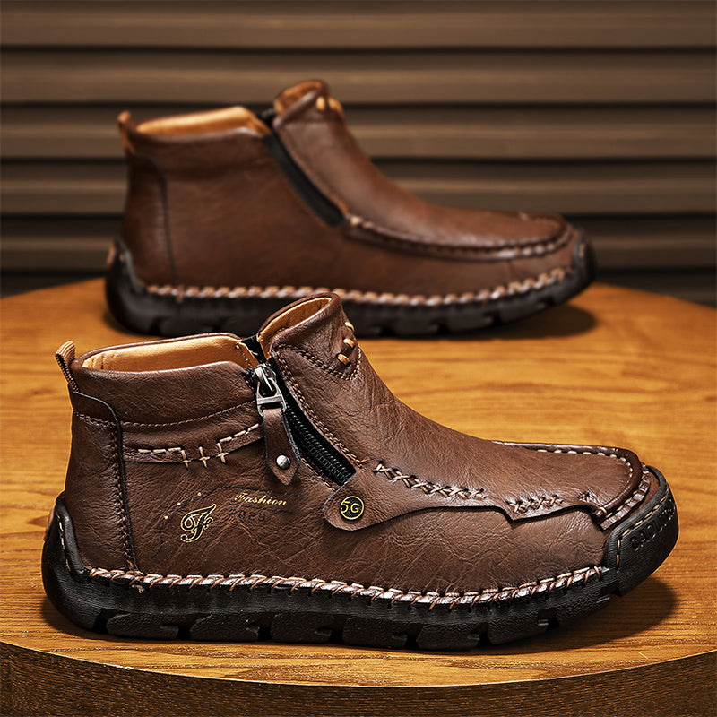 Men's Top-Quality Motorcycle Boots Hand-Stitched Genuine Leather Boots