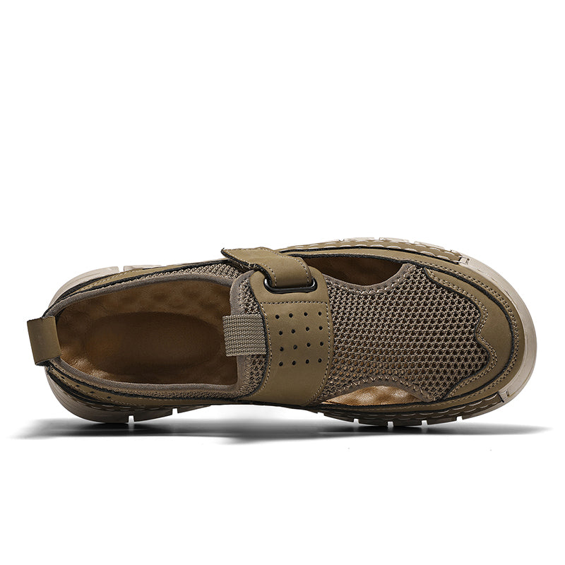 Men's Mesh Fisherman Sandals – Hook & Loop, Non-Slip for Wading & Fishing