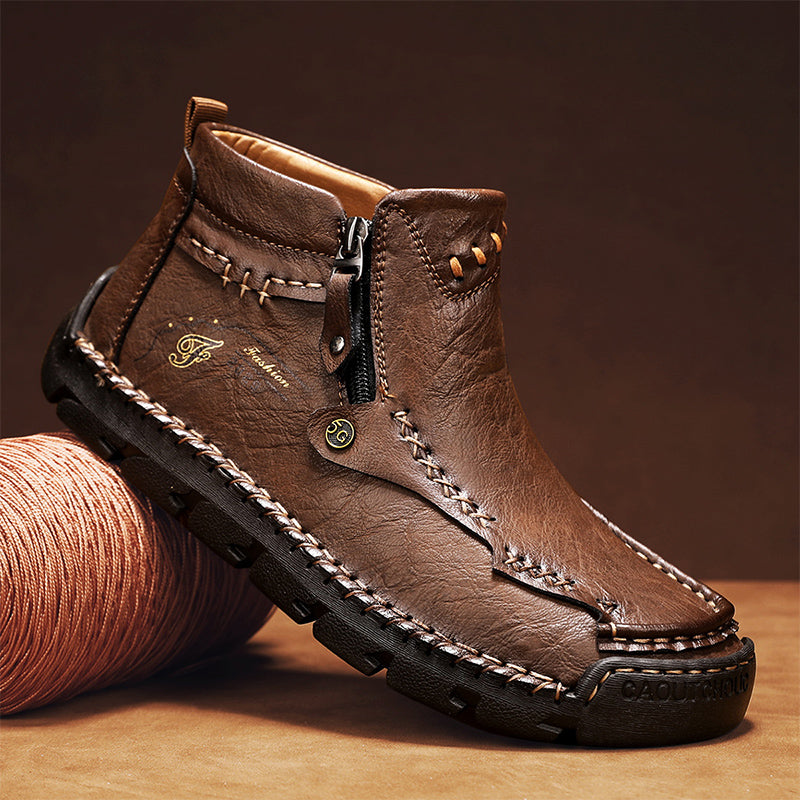 Men's Top-Quality Motorcycle Boots Hand-Stitched Genuine Leather Boots