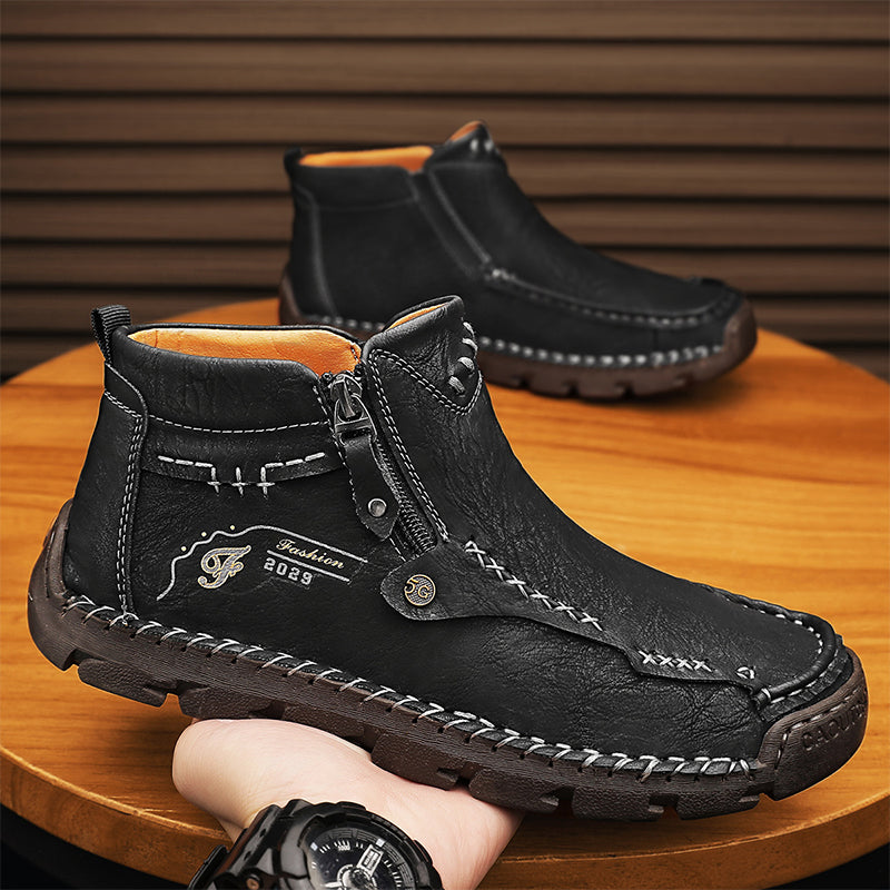 Men's Top-Quality Motorcycle Boots Hand-Stitched Genuine Leather Boots