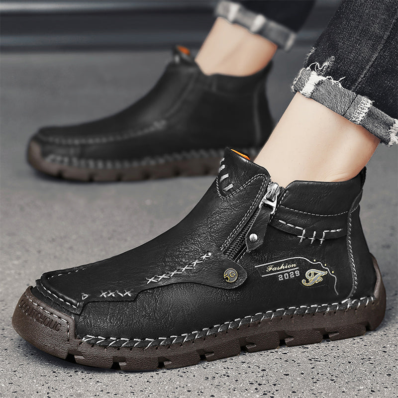 Men's Top-Quality Motorcycle Boots Hand-Stitched Genuine Leather Boots