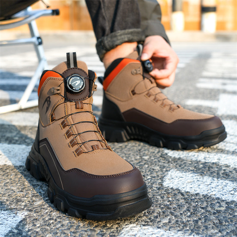 Men's Steel Toe Hand Stitched Leather Boots Motorcycle Work Hiking Boots