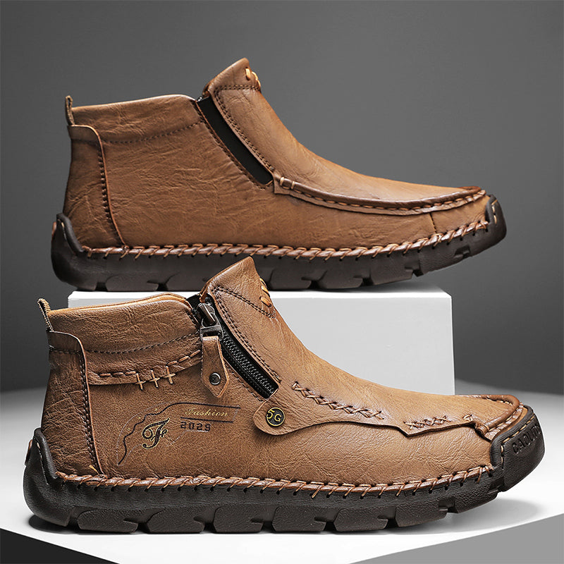 Men's Top-Quality Motorcycle Boots Hand-Stitched Genuine Leather Boots