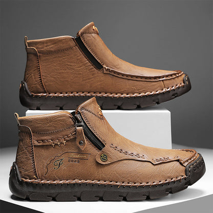 Men's Top-Quality Motorcycle Boots Hand-Stitched Genuine Leather Boots