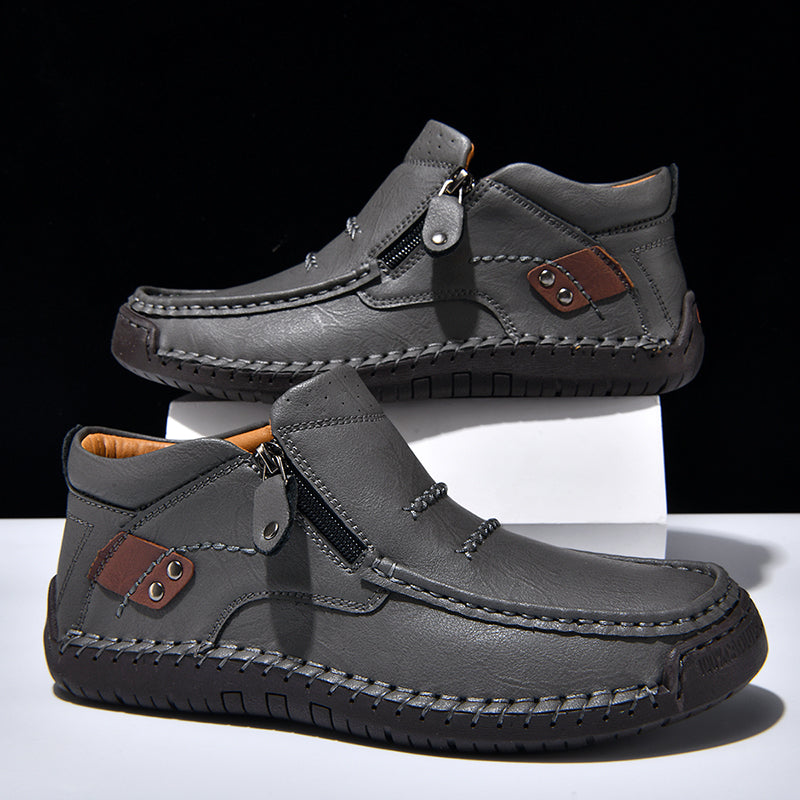 Men’s Handmade Premium Leather Slip-On Outdoor Work Boots